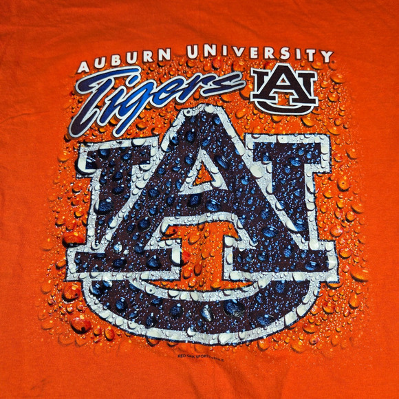 Vintage Auburn Tigers T Shirt Mens Large Orange Short Sleeve 3D Logo Sports NCAA - Picture 2 of 7
